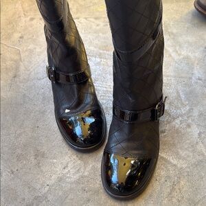 Chanel Black Quilted Leather Boots